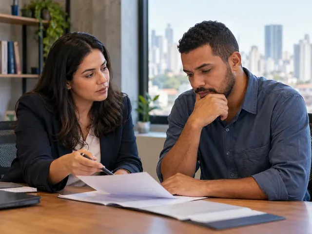 Trabalhador analisa documentos da rescisão e seus direitos, em uma conversa sobre acordo de demissão: vale a pena aceitar?