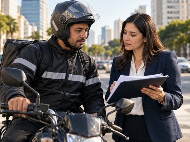 Trabalhador recebe orientação sobre seus direitos no emprego, em uma conversa sobre periculosidade para motoboy: quem tem direito aos 30%
