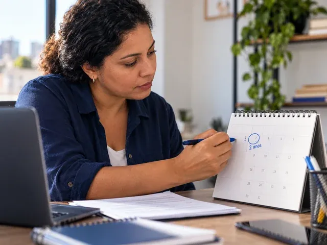 Calendário marcado com o prazo de 2 anos para entrar com a ação trabalhista