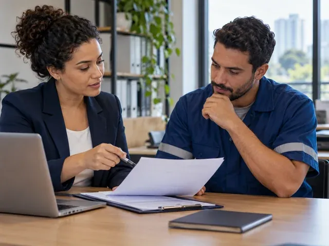 Profissional analisa o contrato de trabalho e as condições do vínculo, em uma conversa sobre requisitos do vínculo empregatício: teste rápido em 5 perguntas