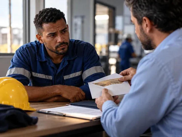 Trabalhador registra tarefas e informações do contrato no local de trabalho, em uma conversa sobre salário por fora: riscos e direitos do trabalhador