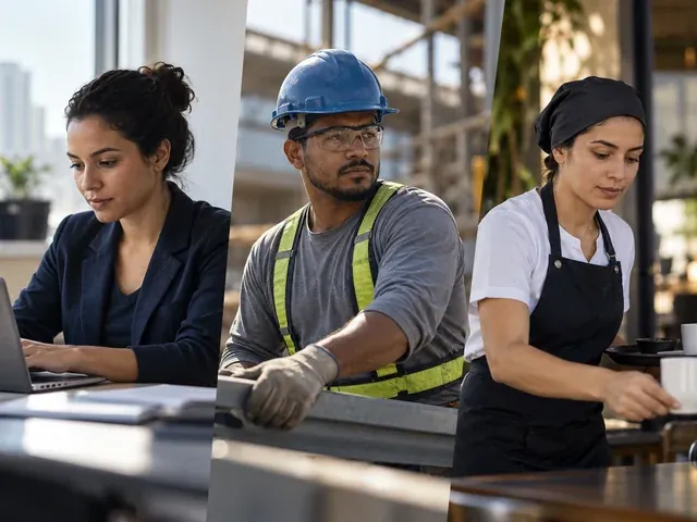 Trabalhador recebe orientação sobre seus direitos no emprego, em uma conversa sobre tipos de contrato de trabalho: experiência, temporário ou intermitente