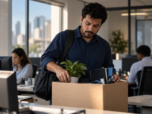 Trabalhador guardando os pertences ao sair do emprego por culpa da empresa